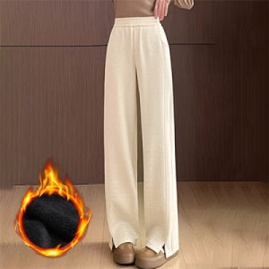 Narrow womens pants straight widelegged padded and thickened open wool tweed