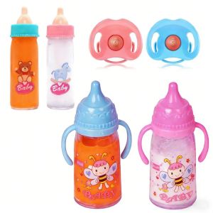 UFANSM fit Newborn Dolls Magic Milk Juice Bottles Multistyles with Pacifier Bibs Dollhouse Toys Reborn Cute Dolls Accessories 18inch Doll