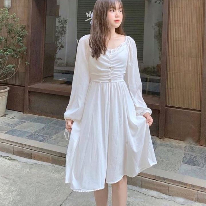 Váy bánh bèo trắng 💖Freeship💖 Đầm bánh bèo trắng dáng suông phong cách tiểu  thư siêu đáng yêu - Maze House - Đầm, váy nữ | ThờiTrangNữ.vn