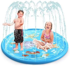 CANICE Dolphin Inflatable Kids Pool PVC 170cm Spray Mat Outdoor Game Toy Summer