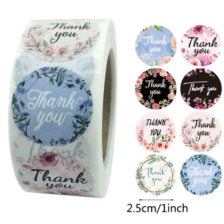 JKS 8 styles Thank You Sticker for Seal Labels Round Floral Multi Color ...