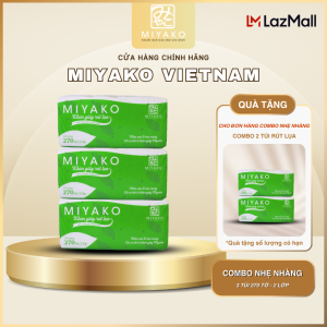 [MUA 3 TẶNG 2 / MUA 6 TẶNG 4] Combo Nhẹ Nhàng - Khăn Giấy Rút Lụa Miyako 270 Tờ 2 Lớp - 100% Bột Giấy Nguyên Chất Siêu Mềm Mịn