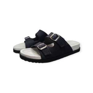 Sandal Flat Wanita Motif Polos Warna Hitam Elegan Ringan Tidak Licin