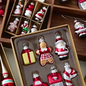 Christmas Glass Painted Hanging Decorations - Snowman & Christmas Tree Ornaments for Holiday Home and Tree Decor