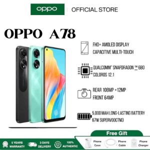OPPO A78 8+256GB โทรศัพท์มือถือ หน้าจอ 6.43 นิ้ว ความละเอียด 720 x 1612 พิกเซล