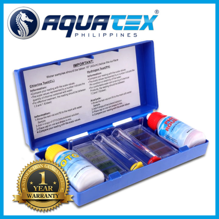 AQUATEX 3Way Pool Water Chlorine Test Kit and PH Test Kit and Refill