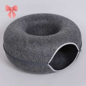 AP AIMAYAPET Cat Tunnel Play Cat Toy Indoor Pet Interactive Toy Cats Bed Kitten Training Donuts House Felt Cat Nest Removable with Zipper Pets Accessories