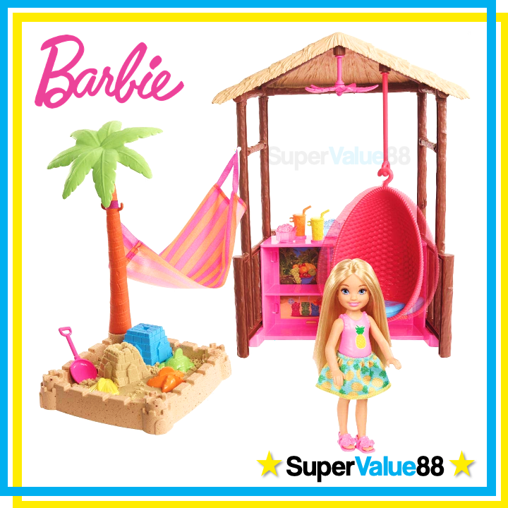 Original Barbie Beach Playset with Chelsea Doll, Tiki Hut, Hammock
