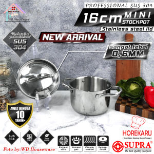 Supra Professional SUS 304 Mini Stockpot Stainless steel lid 16cm / panci soup pot - rebus - deep fryer tutup kaca