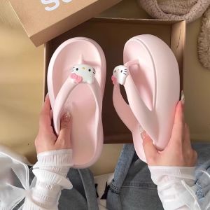 Free Shipping Cute Cat-Themed Thick-Soled Flip-Flops WomenS Summer Outdoor Sandals Beach Slippers Non-Slip And Odor-Resistant