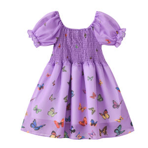 Girls Dress Summer Butterfly Ocean Bubble Sleeve Childrens Baby Princess Skirt