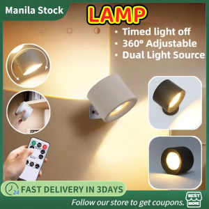 Wall Mounted Lights Remote Control Wall Lamp Cordless Light 3 Color Magnetic Rotate Spotlight