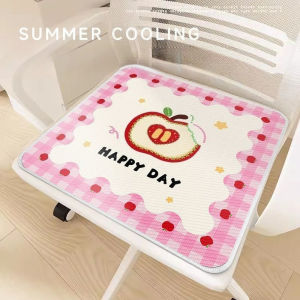 Cartoon Ice Silk Seat Cushion Cooling Breathable Mat Office Chair Pad Student Dorm Anti Slip Comfort Soft Cute Cushion