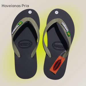 Sandal Jepit Pria Haveianas Karet | Flip Flop Cowok Dewasa Kekinian Tahan Lama Abu-Abu/Hitam