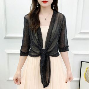 LETIGO Polyester Womens Cardigan One Size Tulle Air-Conditioning Shirt High Quality Short Cardigan Womens