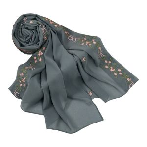 VIVIDI Chất liệu voan Khăn trùm đầu Ramadan Đơn giản Thêu hoa Khăn choàng ren nữ Chất lượng cao cấp 17070cm Khăn quấn đầu Mùa Ramadan