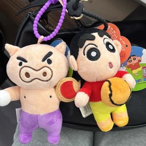 TKNUS Cartoon Crayon Shin-chan Keychain Kawaii Buriburizaemon Anime Plush Bag Pendant White Ornaments Creative Nohara Shiro Doll Women