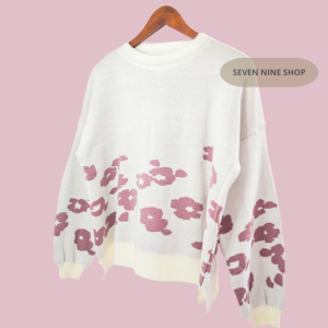 Sweater Rajut Wanita Motif Bunga Sakura/sweater wanita/atasan wanita/atasan crop top oversize