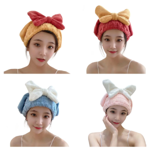 Absorbent Microfiber Hair Towel For Women Quick Drying Soft Bath Turban Elastic Design