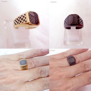 Cincin Pria Titanium Anti :Luntur - Anti Karat Permata Black Onyx Hitam Keren Mewah Import Saty4 - Lovelybutik