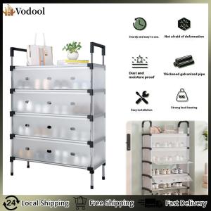 【Vodool】Multilayer Shoe Rack Dustproof Simple Shoe Cabinet Anti-Slip Plastic Shoe Storage Rack for Dorm Apartment Rental House