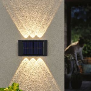 6LED Solar Wall Light Outdoor Waterproof For Garden House Garden Landscape Fence Balcony Decorative Lights 无需充电太阳能壁灯