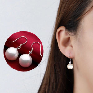 Good 999 Fashionable Simple White Pearl temperament elegant Ear Hook Earrings ES6005
