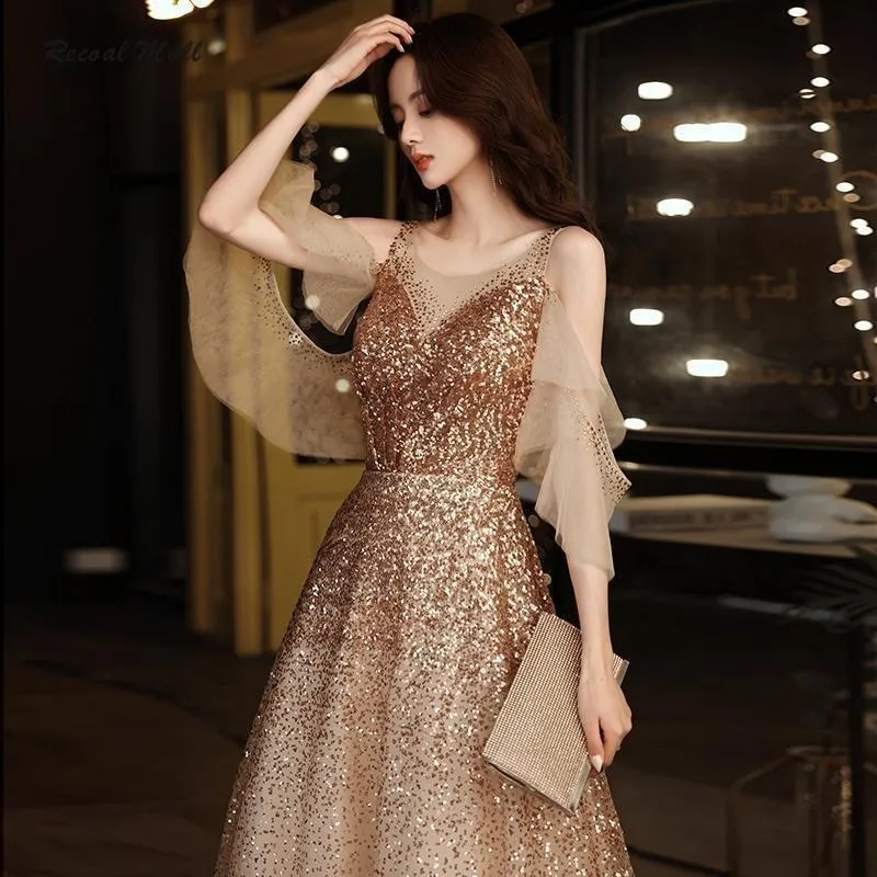 Gold dress 2024 v neck