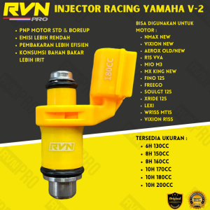 INJECTOR INJEKTOR RVN RACING MXKING NMAX VIXION NEW MIO M3 MIO J FINO R15 V1 V2 V3 V4 WR155 MIO SOUL GT GEAR XRIDE FREEGO FAZZIO XABRE MX KING V1 VIXION R 155 6 8 10 12 HOLE 130 150 160 170 180 200 250 CC GARANSI