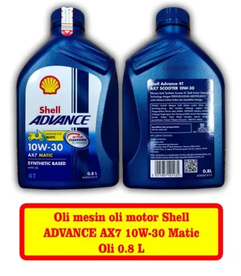 Paket 2 Botol Oli Motor Matic Shell Advance Ax 7 08 Liter 10W-30 Oli Mesin Matic