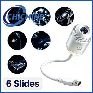 Chicmine 【Hot Sale】Galaxy Projector Night Light 2-in-1 Galaxy Star Projector Light with 6/12/24 Sliding Projection Films 360° Adjustable USB Sky Night Light Ceiling Projectors Bedroom Decor Gifts for Adults Kids
