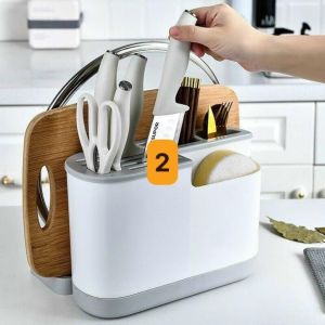 Kệ ống đựng đũa muỗng Mẫu Mới cắm dao có giá để thớt nắp vung đồ nhà bếp đa năng thông minh Phukienprocare