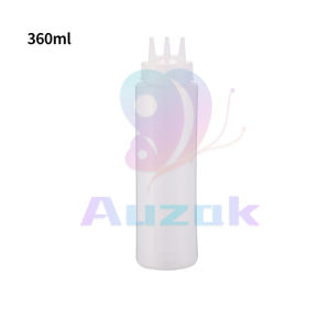 AUK. Plastic Salad Dressing Squeeze Bottle with Scale 3 Hole Jam Bottle Cover Seasoning Bottle