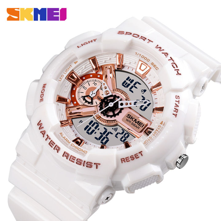 SKMEI Women Sport Watches Digital Chronograph Dual Display Alarm Watch  Waterproof Wristwatches For Women