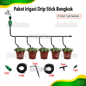 Paket Irigasi Drip Stick bengkok Penyiram Tanaman 5 pot Taman