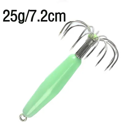1Pcs Luminous Squid Jig Hooks 12/16/25/35g Cuttlefish Sleeve Jig Hard Bait Stainless Steel Needles Fluorescent Fishing Baits Glow in Dark
