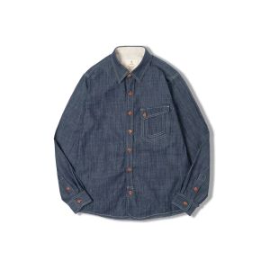 Maden Retro Thin Long-sleeved Denim Shirts Single-breasted Lapel Collar Stitch Design Cotton Mens Spring and Autumn Blouses2026