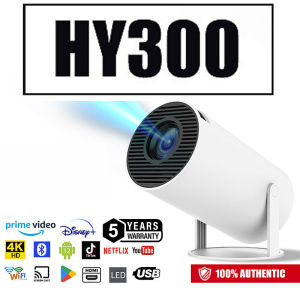 HY300 Projector 4k 270 -Degree Adjustment Android 11.0 Portable Smart Laser Projector Bluetooth 5.0 Wifi 6 Hdmi Netflix Youtube Multifunctional Projector Ktv Cinema Type Stereo K Song Projector Hd Home Theater Smart Mini Projector