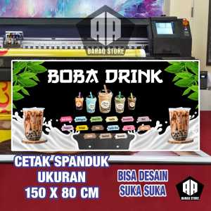 Cetak Spanduk Banner BOBA DRINK NEW Costom Desain