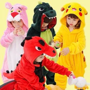 Bộ Đồ Ngủ Một Mảnh Hoạt Hình Cho Trẻ Em Mùa Thu Đông Đồ Ngủ Vải Flannel Mềm Hình Khủng Long Hoạt Hình