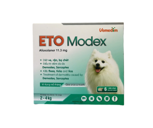 Viên nhai Eto Modex phòng và ngăn ngừa ve rận bọ chét và viêm da trên chó từ 2-4kg