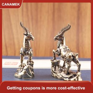 【CANAMEK】 Vintage Brass may mắn hoàng đạo động vật bước kho báu Linh Dương tượng Máy tính để bàn trang trí nhà trang trí