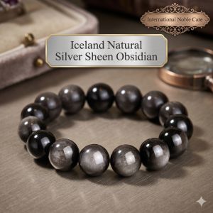 Iceland Natural Black Obsidian Bracelet Black Tourmaline Beads for Men Women Pure Silver Gold Obsidian Healing Crystal Jewelry Wealth Attraction & Luck Protection Amulet Ben Ming Nian Zodiac Beads Vòng tay đá obsidian đen tự nhiên và đá obsidia