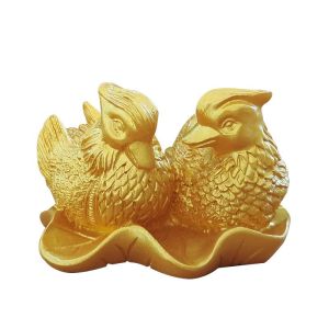 Patung Pajangan Bebek Mandarin Pajangan Bebek Simbol Cinta Sejati Feng Shui Bebek Mandarin Emas