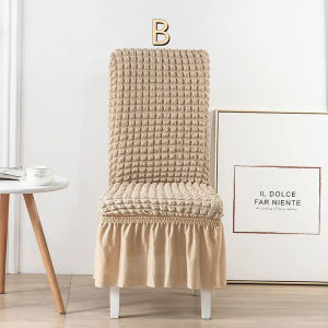 Chair Cover seersucker Univeral Elastic Polyester Stretchable Skirt Seat Cover Kitchen Dinning