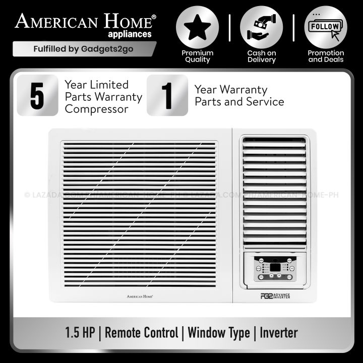 American Home 1.5 HP Window Type Inverter Aircon AHAC-WTI1500iOX ...