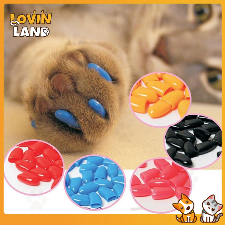 Lovinland Colorful Soft Non Toxic Pet Cat Claw Covers Paws Nail