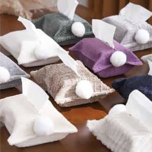 FLYING Fabric Chenille Paper Tissue Box Home Decor Desktop Paper Towel Box Decoration Space-Saving Napkins Dispenser Home