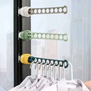 8 HOLE Portable Hanging Drying Rack Window Frame Adjustable Rack Plastic Clothes Hanger
