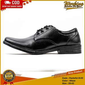 Sepatu Pantofel Pria Kulit Hitam Tali Import - Sepatu Pria Formal Guru Kerja Kantor Sneakers Outdoor